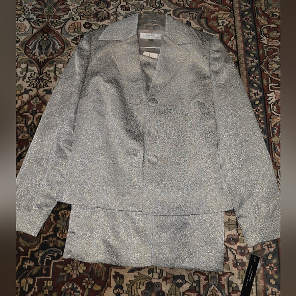 Tahari Shimmering Silver Blazer Set